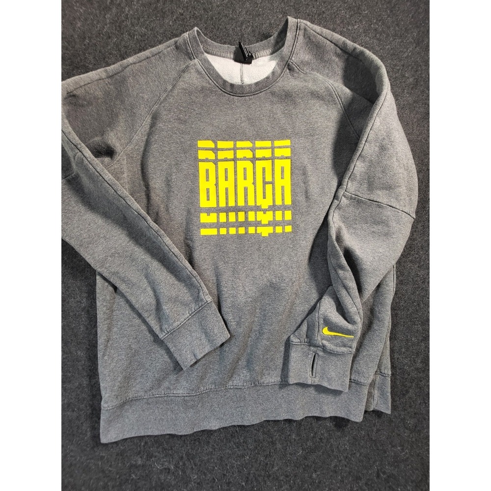 Barcelona Football Nike Long Sleeve Fleece 2020/21 Crew Grey Men's XL Soccer